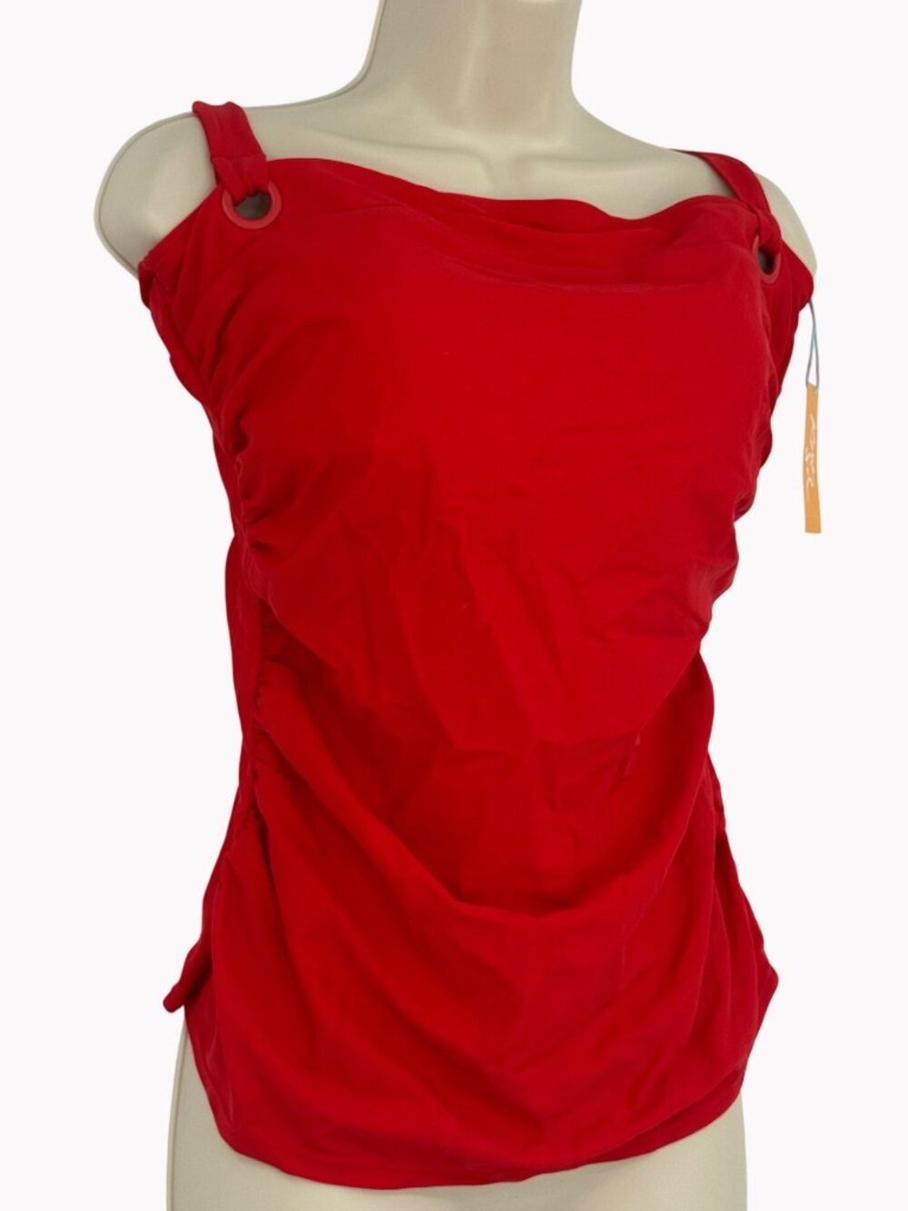 Kona Sol Tankini Top Womens Size XL Red Ring Accent Tie Back Swimwear New
